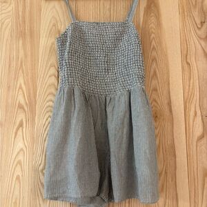 NWT Gray Striped Smocked Tank Romper